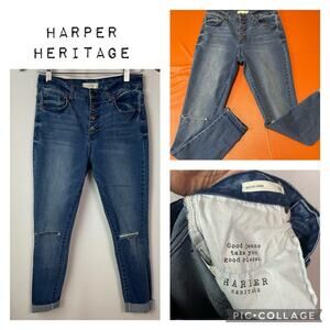 Harper Heritage High Rise Skinny Distressed Jeans Size 26